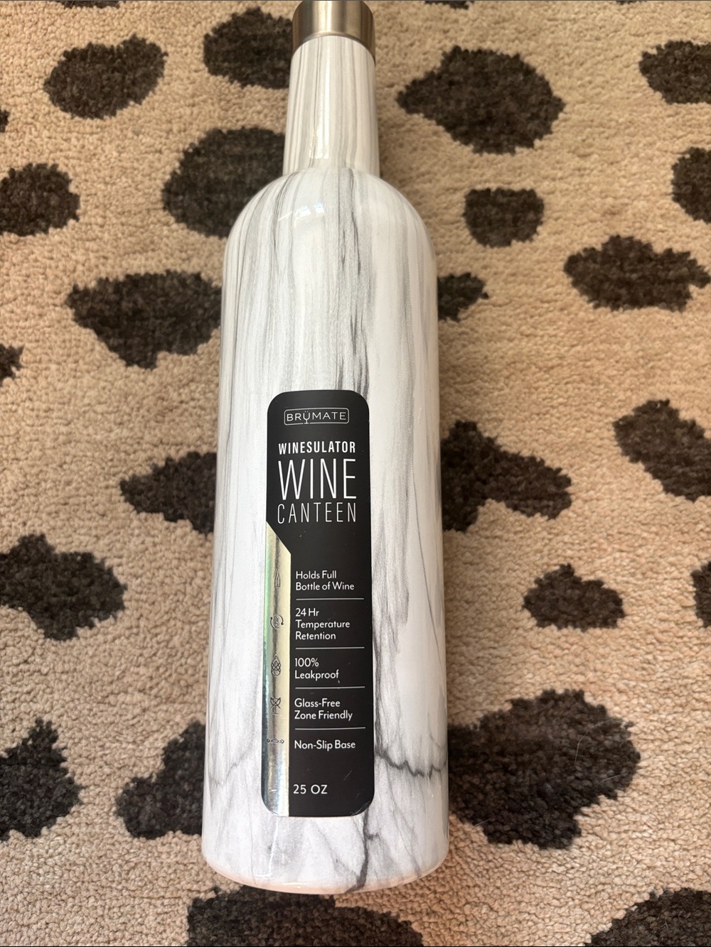 BrüMate White Marble Wine Canteen - Insulated Bottle